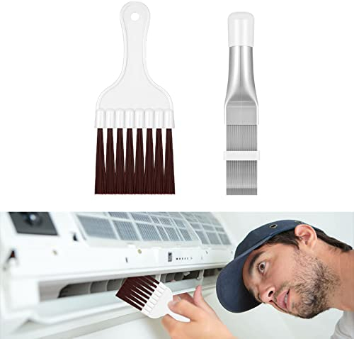 Peigne d'Aileron de Condensateur,Peigne de Condenseur,Nettoyeur d'Ailettes en Acier,Nettoyeur d'Ailettes de Climatiseur,Brosse de Nettoyage à Ailettes,2 Pièces Outil De Nettoyage des Ailettes