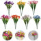 Flores Artificiales para Exteriores, 14 Piezas Flores Violeta Artificiales, Arbustos Artificiales de Flores, Flores Plastico Decoracion para Interior, Exterior, Jardín, Oficina, Mesa, Florero