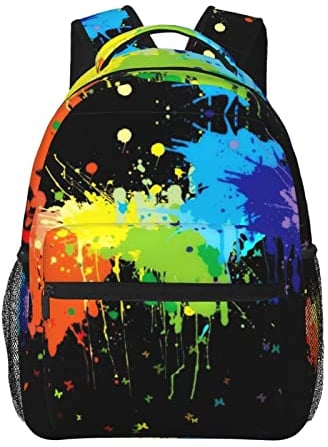 Glow In Dark Splatter Neon Rucksack, lässiger Tagesrucksack mit großer Kapazität, leichter Reiserucksack für Männer und Frauen
