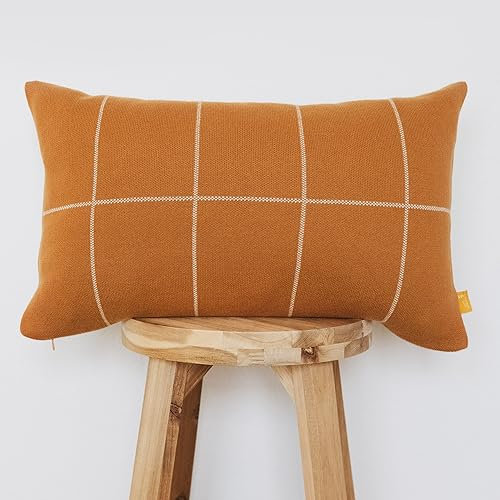Lumi Living Kissenbezug aus 100 % weicher Baumwolle, gestrickt, modernes geometrisches Design, 30,5 x 50,8 cm, Burnt Orange