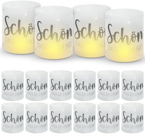 WD&CD 16 Stück Windlicht Tischdeko, Geburtstag Deko Tischdeko Hochzeit Kommunion Taufe Konfirmation, Schön DASS du da bist, A