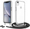 Anshow Handykette für iPhone XR Hülle mit Band + 1 Schutzfolie, Robust Necklace Extrem Stoßfest Handyhülle iPhone XR Case Transparent Schutzhülle zum Umhängeband Abnehmbar, Schwarz