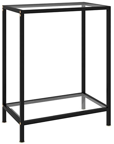 Homgoday Konsolentisch, transparent, 60 x 35 x 75 cm, aus gehärtetem Glas, Esstisch, Küchentisch, Gartentisch, Outdoor-Tische