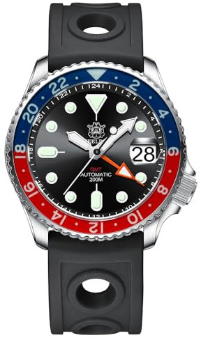 Steeldive SD1994L Saphir-Lünette NH34 GMT Herrenuhren, 200 m wasserdicht, leuchtend, automatische Chronograph-Tauchuhr, Farbe: 4, Modisch