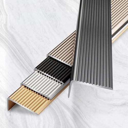 LIYI929GP AntiSlip Stair Corner Trim Strips - Step Edge Trim Aluminium Angle Stair Edging - Edge Protector Molding Trim L Molding Corner Guards, 90cm, Easy To Install, Outdoor Indoor, Safetys