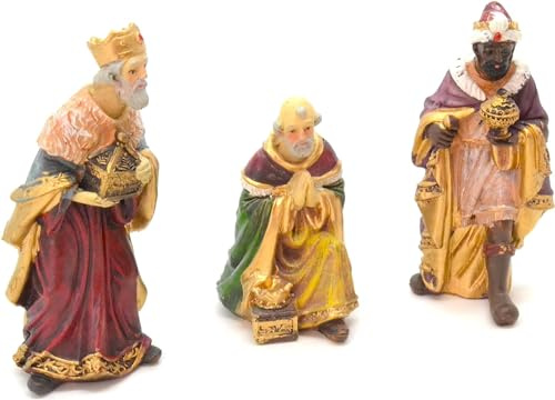 Z1 3 Könige des Weihnachtstages. Zauberer. 12 cm Weihnachtskrippenszene, Figuren, Tiere, Geburt Jesu. 3 Könige. Krippenhandwerk Gott