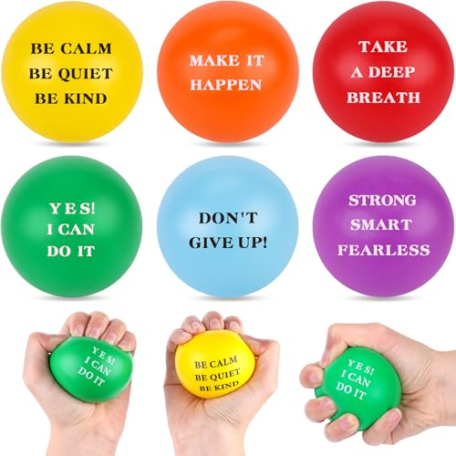Koogel 6 Stück Stressball Erwachsene,Motivierende Anti Stress bälle Lustige Quetschball Squeeze Bälle Spielzeugball zur Linderung von Angst und Wut als Geschenk Mitgebsel Kindergeburtstag