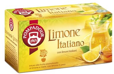 Pompadour® | Infuso Frutta Aroma Limone e Miele | Miscela Limoni Italiani in Pezzi e Miele - 20 Filtri (50 Gr) | Tisana Limone Italiano