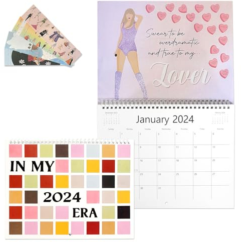 Wandkalender 2024 Jahreskalender 2024 Kalender Wandkalender Mit 4 Lesezeichen Farbe Monatskalender 2024 Lustiger Calendar für Home Office Schule