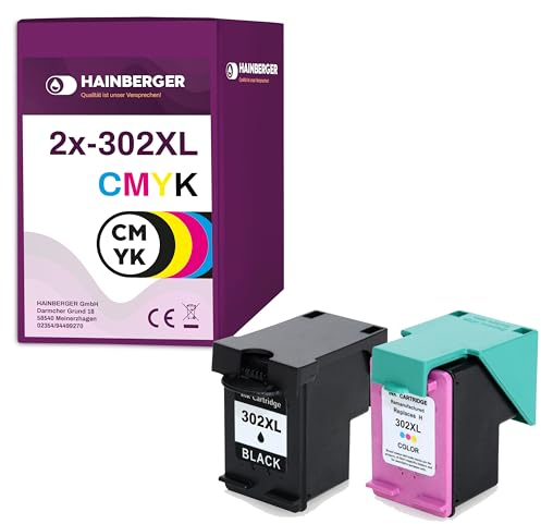 Hainberger 1x Tintenpatronen Set Kompatibel 302XL BK und Color für HP Deskjet 1110 2130 2134 3632 HP Envy 4520 4522 4527 4528 HP OfficeJet 3830 3832 3835 4650 4658 5220 5230 5232