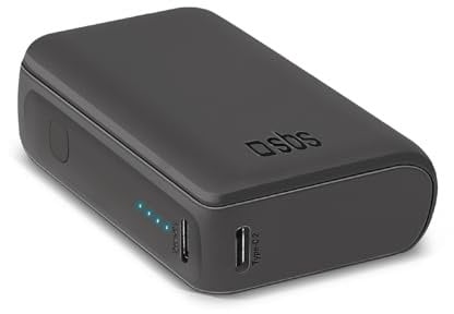 SBS Power Bank 10.000 mAh Piccolo e Compatto, Porta USB-C e USB-A,10W, Ottimale per Smartphone, iPhone, Tablet, Speaker, Auricolari, Kindle, Nero