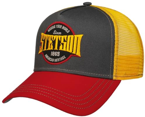Stetson Rocking Your World Trucker Cap - Mehrfarbige Mütze aus 100% Baumwolle - Meshcap-Design - Stoffcap mit Snapback & auffälliger Stickerei - Herren - Frühjahr/Sommer gelb One Size
