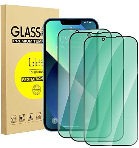 zonyee Screen Protector for iPhone 13 Pro, 3 Pack Anti Blue Light Tempered Glass Protective Film [Green Light Eye Protection] Compatible with iPhone 13 Pro 6.1'', Anti Fingerprint, Anti Scratch