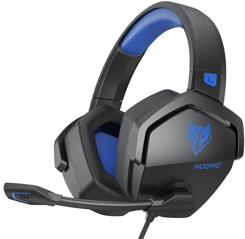 NUBWO N16 Gaming Headset – Mikrofon mit Geräuschunterdrückung, Stereo Sound und Komfortables Design für PS5, PS4, Xbox One, NS, PC, Laptop und Mac - Blau