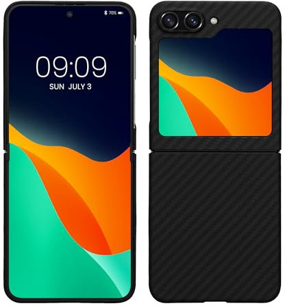 kalibri Schutzhülle kompatibel mit Samsung Galaxy Z Flip5 - Hülle Aramid - Handy Cover Case Handyhülle Schwarz matt