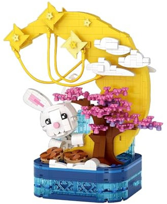 LOZ Mondhase Klemmbausteine Set, 620 Teile, Manga inspiriertes Bauprojekt mit Hase, Mond und Schublade, kreative Figurendeko, Sammlerstück, kompatibel, DIY Modell, Stiftehalter integriert
