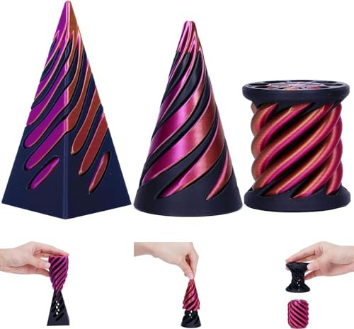 3 Stück Impossible Cone Pyramid Spirale Spielzeug, Spiral Cone Gear Spinner Fidget Toy, Funny Passthrough Pyramid Sculpture, Unmögliche Durchgang Pyramide Skulptur, Stress Abbauen Fidget Toy