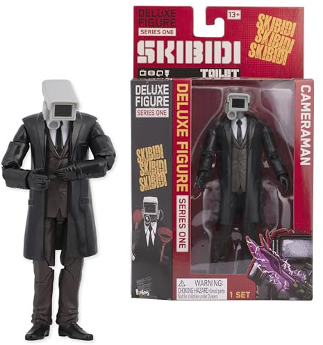 Skibidi Toilet Deluxe Figure Cameraman, Collectible Figures, Officially Licensed Toilet Merch, Black