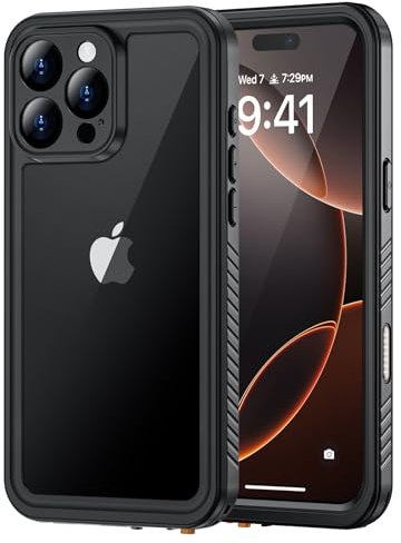 Lanhiem for iPhone 16 Pro Max Case, IP68 Waterproof Dustproof Shockproof Cases with Built-in Screen Protector, Full Body Heavy Duty Rugged Phone Cover for iPhone 16 Pro Max - 6.9 inch (Black/Clear)