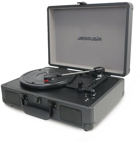 Vinyl Record Player, 3-Speed Bluetooth Portable Suitcase Record Player with Built-in Speakers, Headphone, AUX-in, RCA Line Vinyl Players for Entertainment and Home Decoration