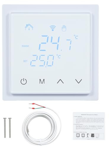 Weytoll Raumthermostat, WI-FI Thermostat 16A, Für Wasser Fußbodenheizung Temperaturregler Wandthermostat, Digitales Unterputz Thermostat, Digital Thermostat Raumthermostat Fußbodenheizung Wandheizung