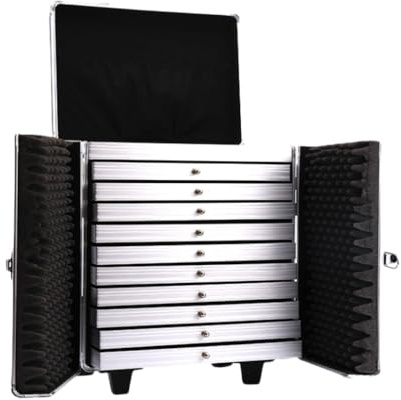 SCIKHEFT Rolling Jewelry Trolley Case with Drawers Sturdy Cases for Travel and Vendor Showes Jewels Sets Display Organizer (Black 2)