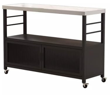 Chariot de cuisine portable avec armoire de rangement, buffet mobile et table de cuisson, meubles de cuisine multifonctionnels pour la cuisine et le rangement.