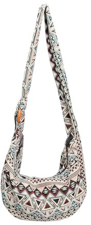 HuiYStar Böhmische Umhängetasche für Frauen Ethno-Stil große Canvas-Tasche mit verstellbarem Schultergurt, mehrfarbig