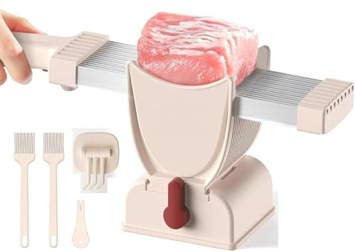 2025 New Fresh Meat Slicer Cleaver, 2 or 4 mm Adjustable Thickness, Kitchen Knife Set, for Home Cooking BBQ, Not Suitable for Frozen Meats white