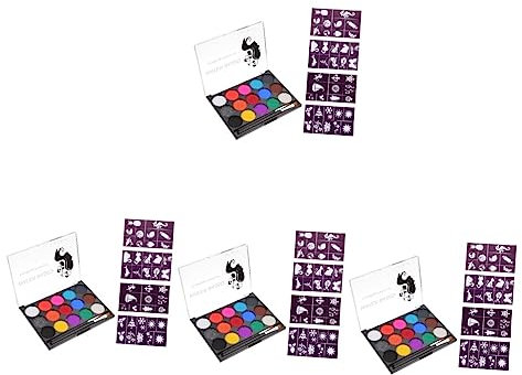 SHINEOFI 4 Ensembles Peinture Corporelle Palette Maquillage Surligneur Artisanat D'halloween Se Maquiller Paillettes Pour Le Corps Costume Pinceau De Maquillage En Nylon