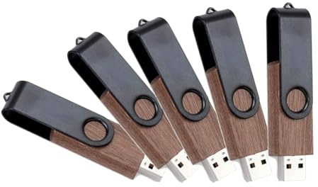 A Plus 5er Set Holz USB Stick 32GB mit 360° Drehfunktion - USB 2.0 Speicherstick für Computer & Laptops