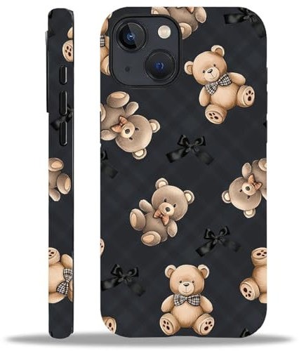 artslion Aesthetic Hülle für iPhone 15 mit Muster, Stoßfest & Kratzfest Anti-Rutsch Schutzhülle Teddybär Design