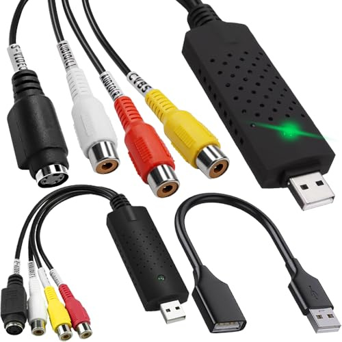 Xiatiaosann RCA zu USB Video Capture Gerät, VHS zu Digital Konverter, USB 2.0 Audio Video Converter Grabber, VCR zu Digital von VCR VHS Mini DV Hi8 DVD für Mac/Windows