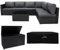 Rattan Garden Corner Furniture Set & 996L Storage Box Outdoor Premium 7 PC Black 5 Seater Modular Sofa Cushions Table Metal Frame Patio Seat Waterproof Lining Chest Gas Lift Lid Wheels FREE Rain Cover
