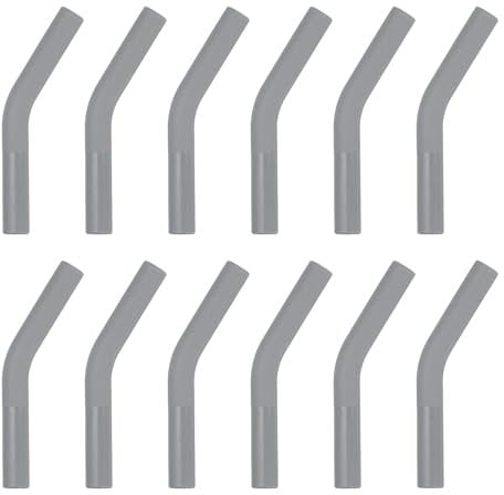 sourcing map 12Pcs Silicone Straw Tips, Silicone Straw Elbows Tip, Soft Reusable Metal Straw Covers Fit for 8mm/0.31 OD Stainless Steel Straws, Grey