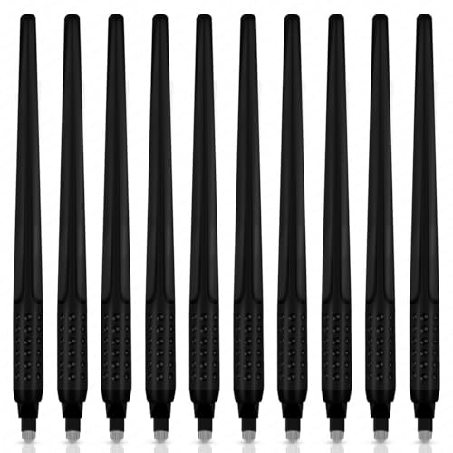 10 Stück Einweg-Microblading-Stifte für Augenbrauen, Eyeliner und Lippen. Semipermanentes Tattoo-Tool mit komfortablem Griff, geeignet für Anfänger (10PCS 0.18mm Black 18U)