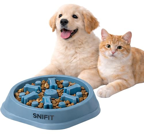 SNIFIT Slow Feeder Bowl for Small & Medium Cats & Dogs - Durable Slow Feeding Bowl with Non-Slip Base - Anti-Choking Puzzle Food Bowl for Dogs That Helps Mental Stimulation & Reduces Fast Eating-Blue