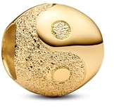 PANDORA Moments Strukturiertes Yin und Yang Mini-Charm aus Sterling Silber mit 14k vergoldeter Metalllegierung, Kompatibel Moments, 764045C00