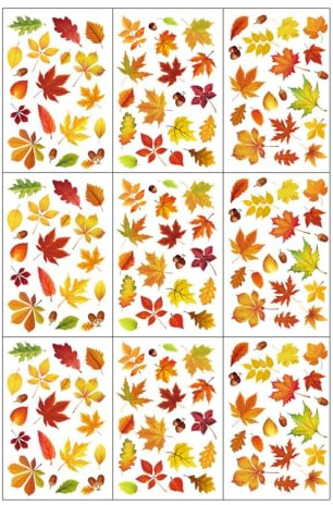 YingMengZhiGe 9 Stück Fensterbilder Herbst Kinder,Fensterbild Herbst Deko Fenster,Bastelset Fensterfolie Fensterdeko Basteln Selbstklebend,Fensterdeko Innen Fenster Wiederverwendbar