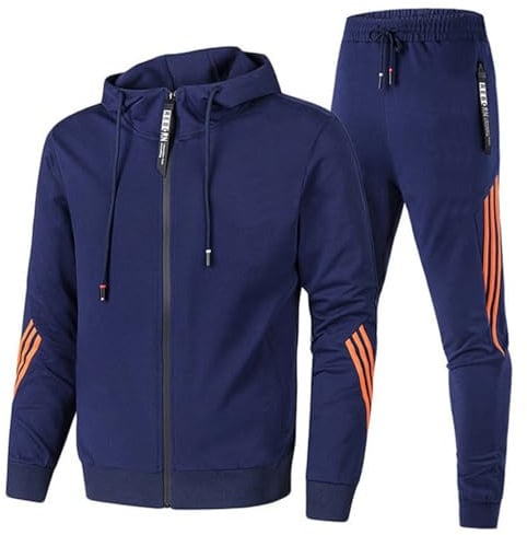Udbeksid Jogginganzug Herren 2-Teilig Trainingsanzug Hausanzug Oversized Pullover Hoodie Und Baggy Baumwolle Jogginghose Sportanzug Kapuzenpullover Kapuzenjacke Jogginghose Jogginganzug Set (L,C)