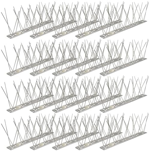 KOKMEYA Taubenabwehr Spikes Edelstahl (9,5m, 38 Stück à 25cm) - 304 Rostfrei mit 76 Schrauben & 76 Kabelbindern - Für Balkon, Dachrinne, Dach & Geländer - Taubenspikes gegen Krähen