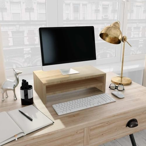 HaoChrymec Monitorständer aus Holzwerkstoff mit Ablagefach, Bildschirmerhöhung, Monitorerhöhung, Für Computer-Zubehör, Sonoma-Eiche, 42 x 24 x 13 cm