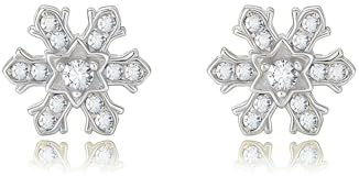 Ohrstecker Weißgold Damen, 18K 750 Ohrstecker Schneeflocke mit Diamant