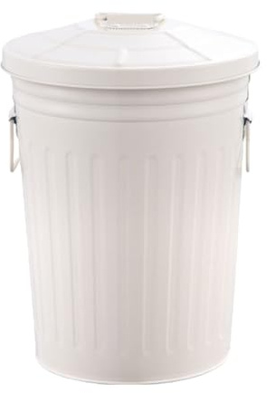 YROHGKPN Poubelle d'extérieur en fer avec poignées de couvercle, capacité de 8 l, pour jardin, camping, rétro, ronde en métal