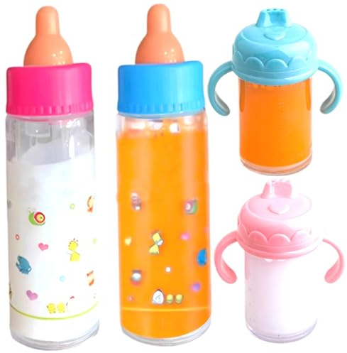 Xdyyjrasa Baby Doll Bottles - 6PCS Magic Disappearing Milk or Juice, Simulation Doll Accessories for Kids