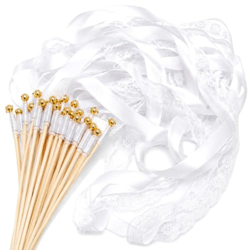 30 Stück Wedding Wands,Spalier Hochzeit,Seidenfeenstab,Zauberstäbe Hochzeit,Standesamt Deko,Luftschlangen Hochzeit,Hochzeitsbändern,Für Geburtstag,Party, Hochzeitsdeko, Spalier