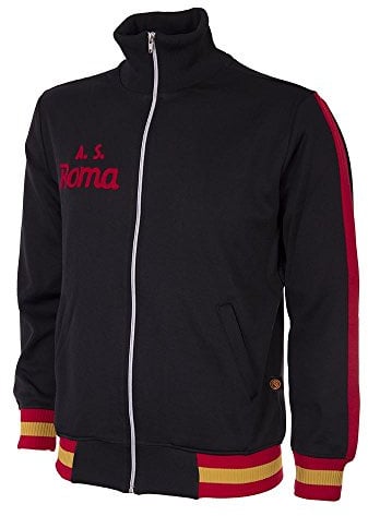 COPA Herren AS Roma 1977-78 Retro Fußball Jacke Retro Fußball Langer Ausschnitt Jacke XXL Schwarz