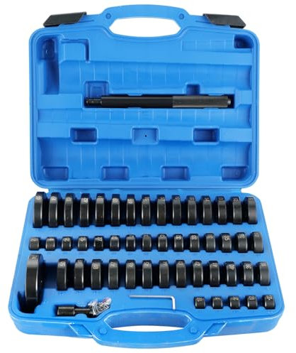 DASBET 52 tlg. Radlager Montagescheiben Radialdichtringen Buchsen Schalen Gummis Abzieher Druckstück Treibsatz Einpressen 18–65 mm