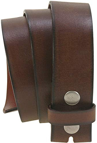 HC Damen Herren hochwertiger Ledergürtel aus Büffelleder mit Druckknopf, Bundweite:Bundweite 125 = Gesamtlänge 139, Farben:dunkelbraun