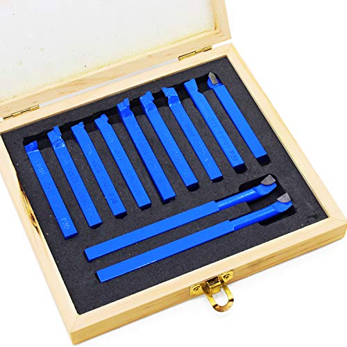 HSEAMALL - 11 utensili da taglio per tornio, 8 mm, punta in carburo, punta per fresatura a scalpello in metallo